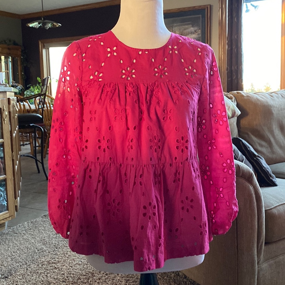 J. Crew Eyelet fustian top Size XXS